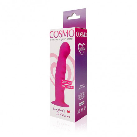 Розовый фаллоимитатор с ребристой поверхностью Cosmo - 14 см. 