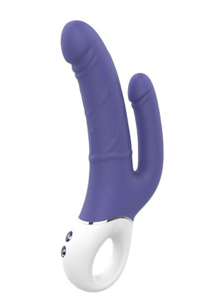 Синий анально-вагинальный вибратор Double Pleasure - 23,5 см. 