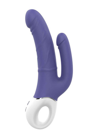 Синий анально-вагинальный вибратор Double Pleasure - 23,5 см. 