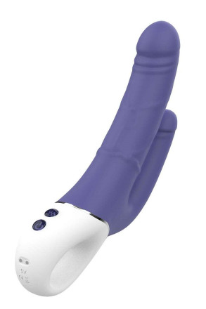 Синий анально-вагинальный вибратор Double Pleasure - 23,5 см. 