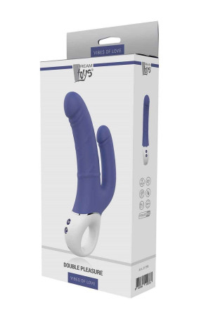 Синий анально-вагинальный вибратор Double Pleasure - 23,5 см. 