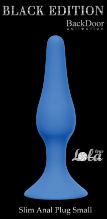 Синяя малая анальная пробка Slim Anal Plug Small - 10,5 см. 