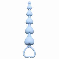 Голубая анальная цепочка Heart's Beads Blue - 18 см.
