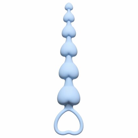 Голубая анальная цепочка Heart&#039;s Beads Blue - 18 см. 