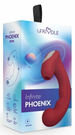 Бордовый вибратор Phoenix с вакуумной стимуляцией клитора - 18 см. 