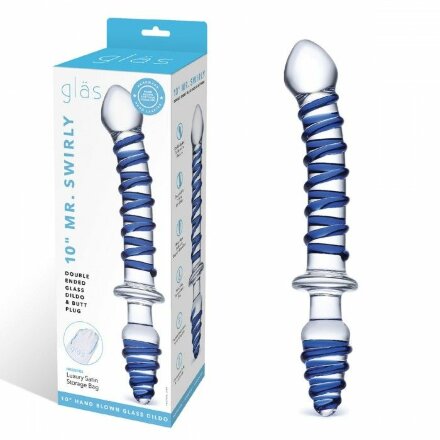 Двусторонний фаллоимитатор с анальной пробкой Mr. Swirly Dildo &amp; Butt Plug - 25 см. 