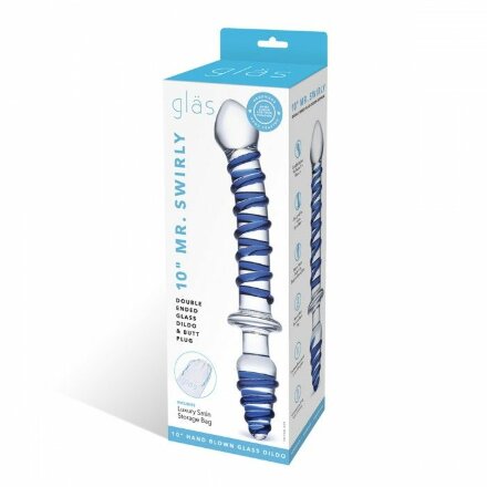 Двусторонний фаллоимитатор с анальной пробкой Mr. Swirly Dildo &amp; Butt Plug - 25 см. 