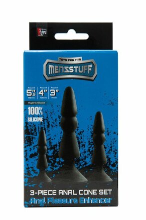 Набор из черных анальных силиконовых втулок MENZSTUFF 3-PIECE ANAL CONE SET 