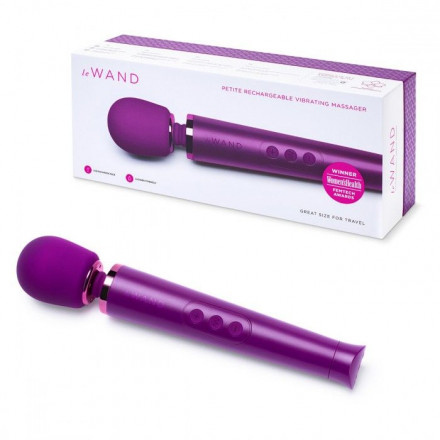 Фиолетовый жезловый мини-вибратор Le Wand Petite c 6 режимами вибрации 