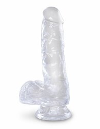 Прозрачный фаллоимитатор King Cock Clear 6&quot; Cock with Balls - 17,8 см.