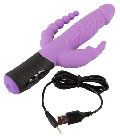Сиреневый тройной вибратор Triple Vibrator - 22,2 см. 