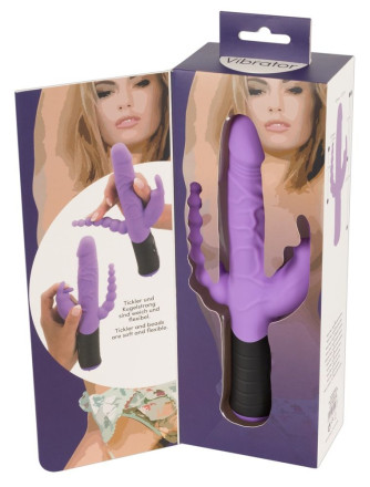 Сиреневый тройной вибратор Triple Vibrator - 22,2 см. 