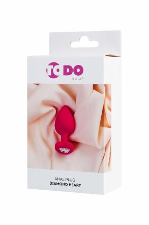 Розовая анальная втулка Diamond Heart с прозрачным кристаллом - 9,5 см. 