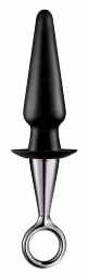 Чёрный анальный плаг ANAL PLUG WITH PLATED HANDLE