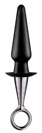 Чёрный анальный плаг ANAL PLUG WITH PLATED HANDLE 