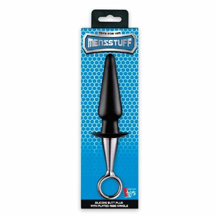 Чёрный анальный плаг ANAL PLUG WITH PLATED HANDLE 