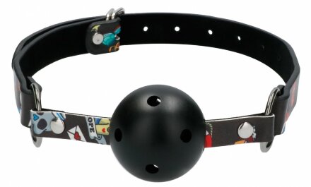 Черный кляп-шарик Breatheable Ball Gag Old School Tattoo Style 