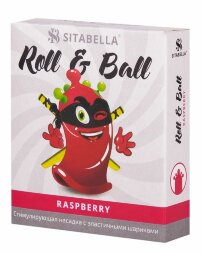 Стимулирующий презерватив-насадка Roll &amp; Ball Raspberry