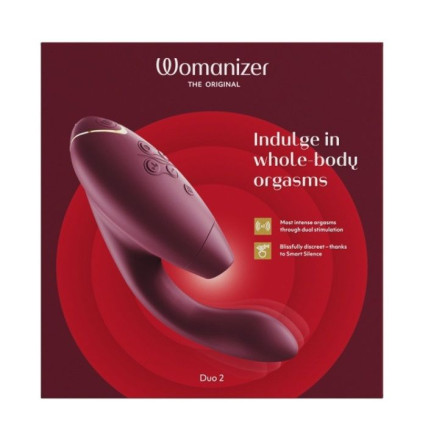 Бордовый бесконтактный клиторальный стимулятор Womanizer Duo 2 