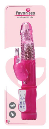 Ярко-розовый ротатор-кролик ROTATING RABBIT VIBE - 22 см. 