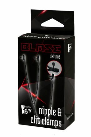 Черные зажимы на соски и клитор на цепочке DELUXE NIPPLE &amp; CLIT CLAMPS 