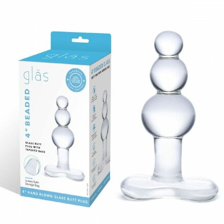 Прозрачная анальная пробка-елочка с 3 шариками Butt Plug with Tapere Base - 11 см. 
