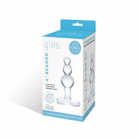 Прозрачная анальная пробка-елочка с 3 шариками Butt Plug with Tapere Base - 11 см. 