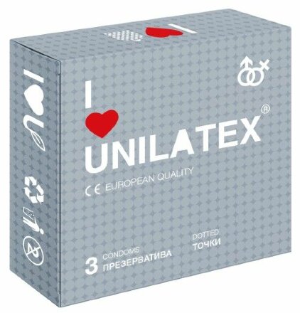 Презервативы с точками Unilatex Dotted - 3 шт.  