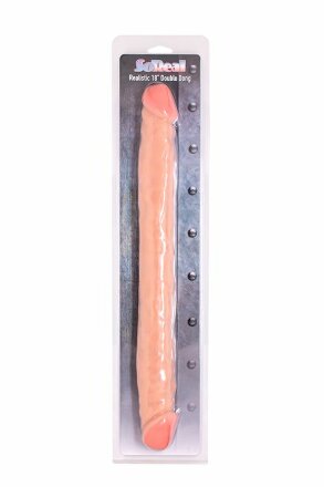 Телесный двусторонний фаллоимитатор SO REAL REALISTIC 18INCH DOUBLE DONG - 46 см. 