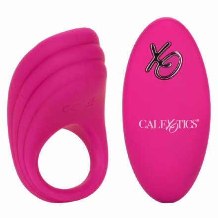 Розовое эрекционное виброкольцо с пультом Silicone Remote Pleasure Ring 