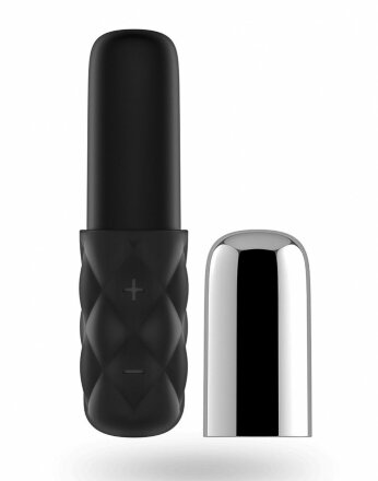 Чёрно-серебристая вибропуля Satisfyer Mini Sparkling Darling 