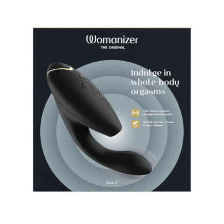Черный бесконтактный клиторальный стимулятор Womanizer Duo 2 