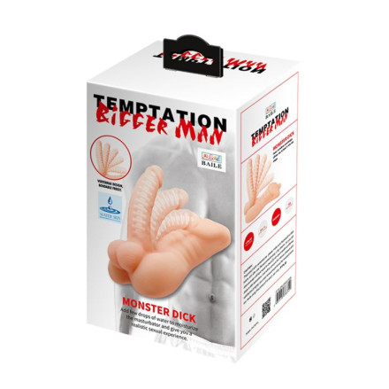 Телесный мини-торс с фаллосом Monster Dick 