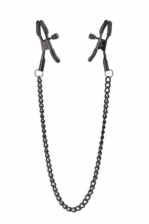 Черные зажимы на соски на цепочке BLAZE DELUXE NIPPLE CLAMPS 