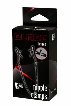 Черные зажимы на соски на цепочке BLAZE DELUXE NIPPLE CLAMPS 