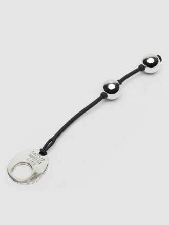Серебристые шарики Inner Goddess Mini Silver Pleasure Balls 85g на черном силиконовом шнурке 