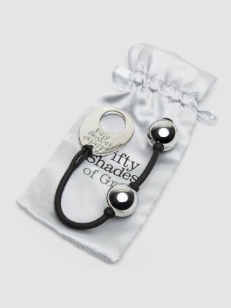 Серебристые шарики Inner Goddess Mini Silver Pleasure Balls 85g на черном силиконовом шнурке 