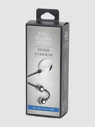 Серебристые шарики Inner Goddess Mini Silver Pleasure Balls 85g на черном силиконовом шнурке 