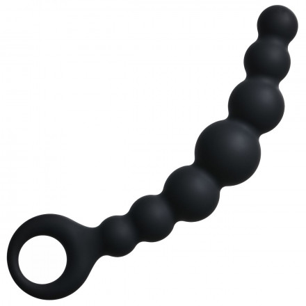 Чёрная упругая анальная цепочка Flexible Wand - 18 см. 