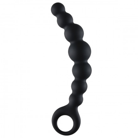 Чёрная упругая анальная цепочка Flexible Wand - 18 см. 