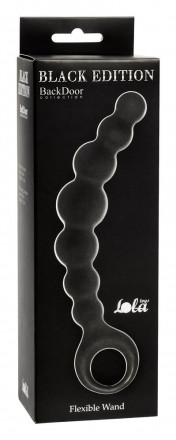 Чёрная упругая анальная цепочка Flexible Wand - 18 см. 