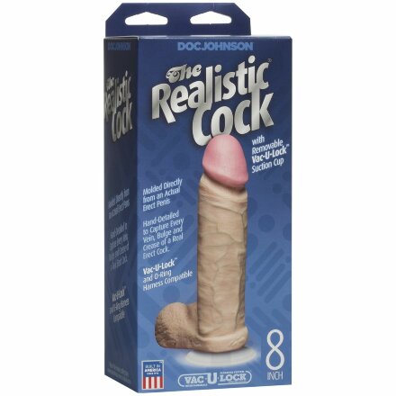 Телесный фаллоимитатор The Realistic Cock 8” with Removable Vac-U-Lock Suction Cup - 22,3 см. 
