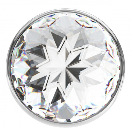 Малая серебристая анальная пробка Diamond Clear Sparkle Small с прозрачным кристаллом - 7 см. 