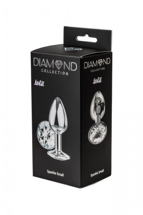 Малая серебристая анальная пробка Diamond Clear Sparkle Small с прозрачным кристаллом - 7 см. 