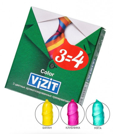 Цветные ароматизированные презервативы VIZIT Color - 3 шт. 