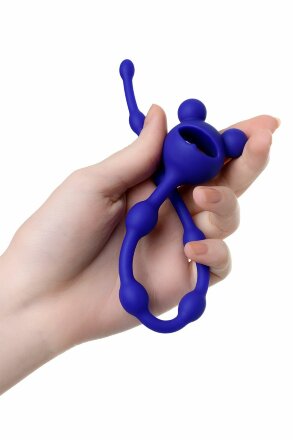 Синяя силиконовая анальная цепочка Froggy - 27,4 см. 