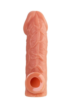 Телесная насадка на фаллос с отверстием для мошонки EXTREME SLEEVE - 17,6 см. 