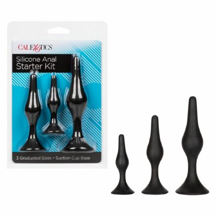 Набор черных силиконовых анальных пробок Silicone Anal Starter Kit 