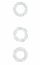 Набор из 3 прозрачных эрекционных колец MENZSTUFF STRETCHY COCK RINGS
