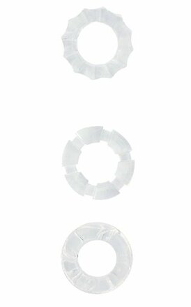 Набор из 3 прозрачных эрекционных колец MENZSTUFF STRETCHY COCK RINGS 